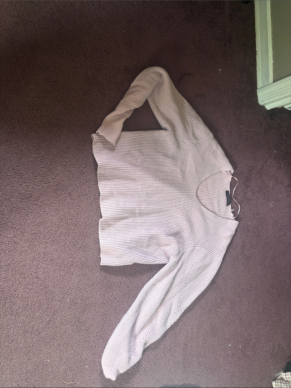 Tahari Light Mauve Ribbed Crewneck Sweater